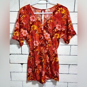 Ivy Floral Short Sleeve Romper Sz XS